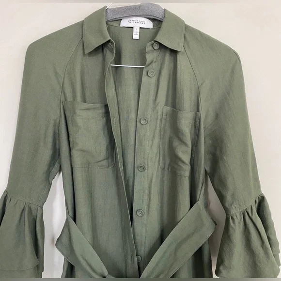 Derek Lam 10 Crosby Olive Green Grommet Hem Mini Dress sz 4 - Picture 6 of 14